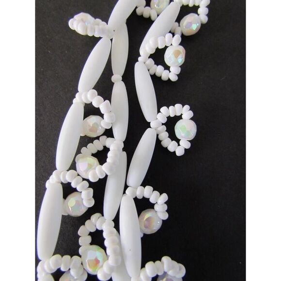 Vintage Layered Necklace Milk Glass Multi Beaded Loop - Picture 11 of 16